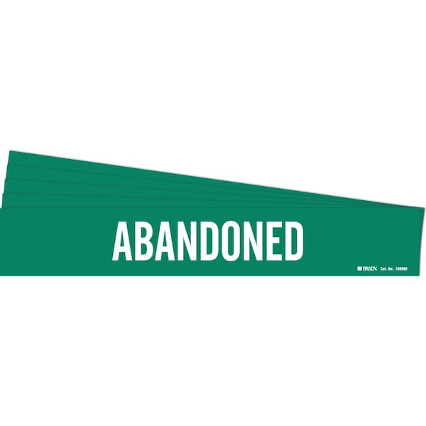 ABANDONED Pipe Marker Style 1HV White on Green 1 per Card, 5 PK